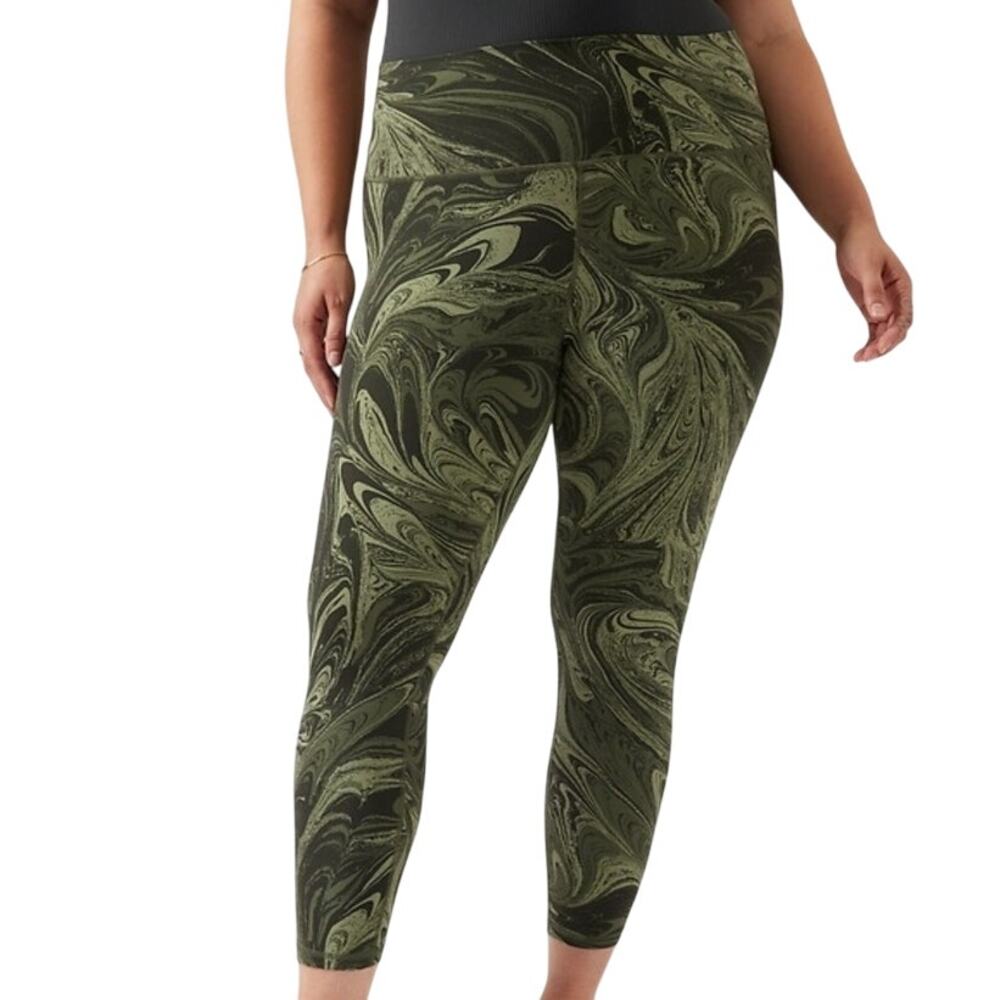 Athleta Transcend 7/8 Tight Sumi Marble Green Women's Size 3X New With Tags